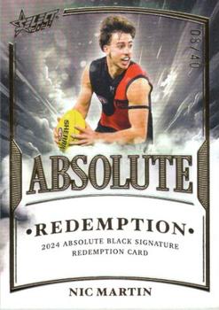 2024 Select AFL Footy Stars - Absolute Black Signature Redemption #ABSR5 Nic Martin Front